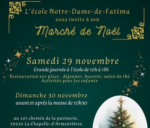 Propose marché de Noël de l’école Notre-Dame de Fatima le 29 novembre