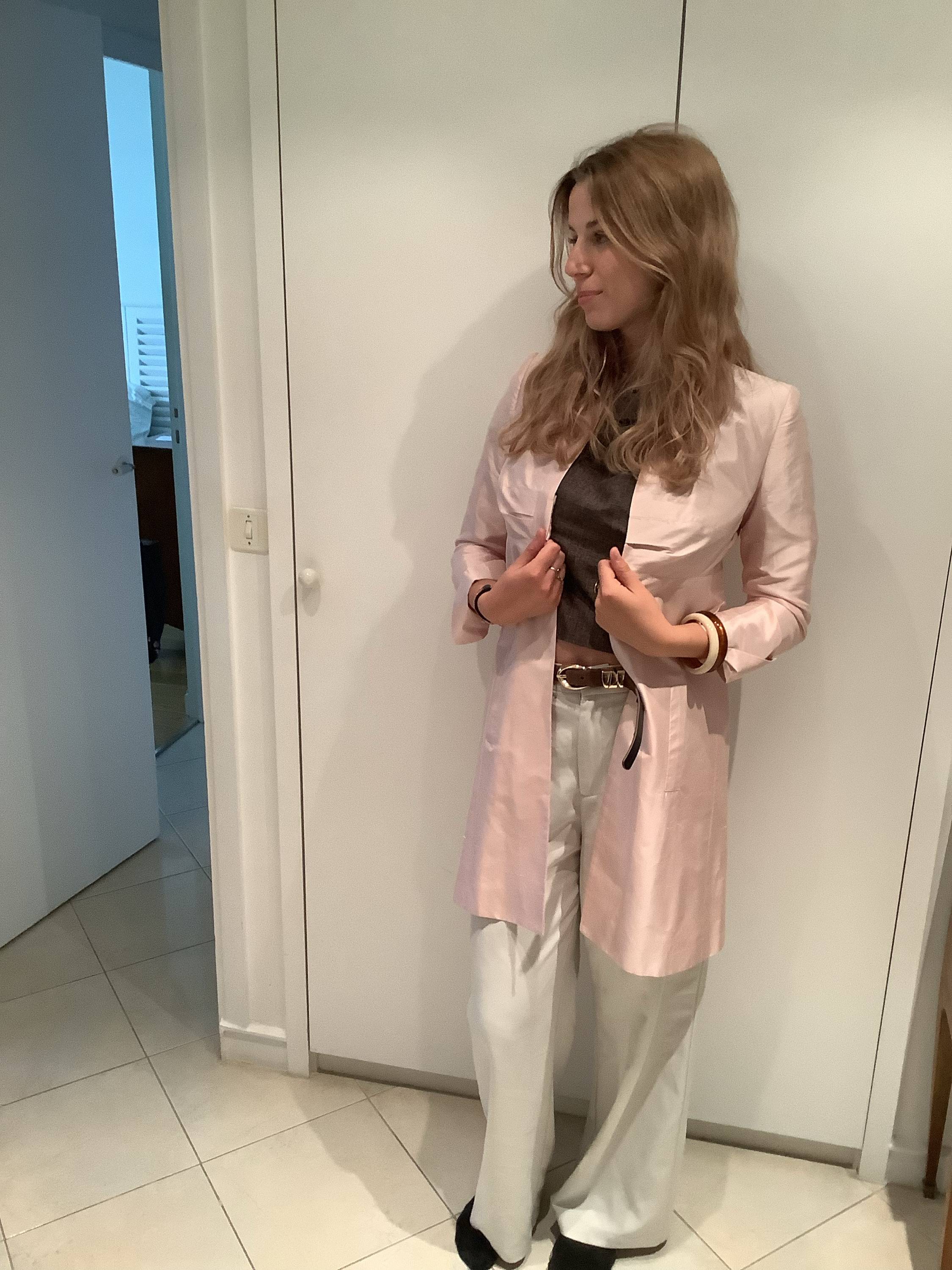 Vends ensemble pantalon soie sauvage rose pastel - Taille 40