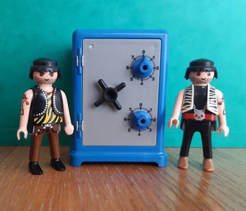 Vends Playmobil scène 2 bandits et 1 coffre-fort