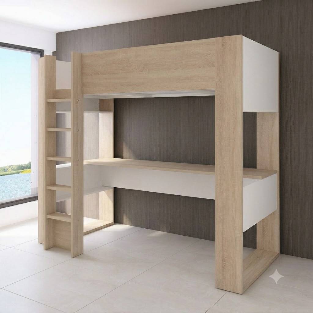 Vends lit mezzanine 1 place avec bureau intégré + matelas