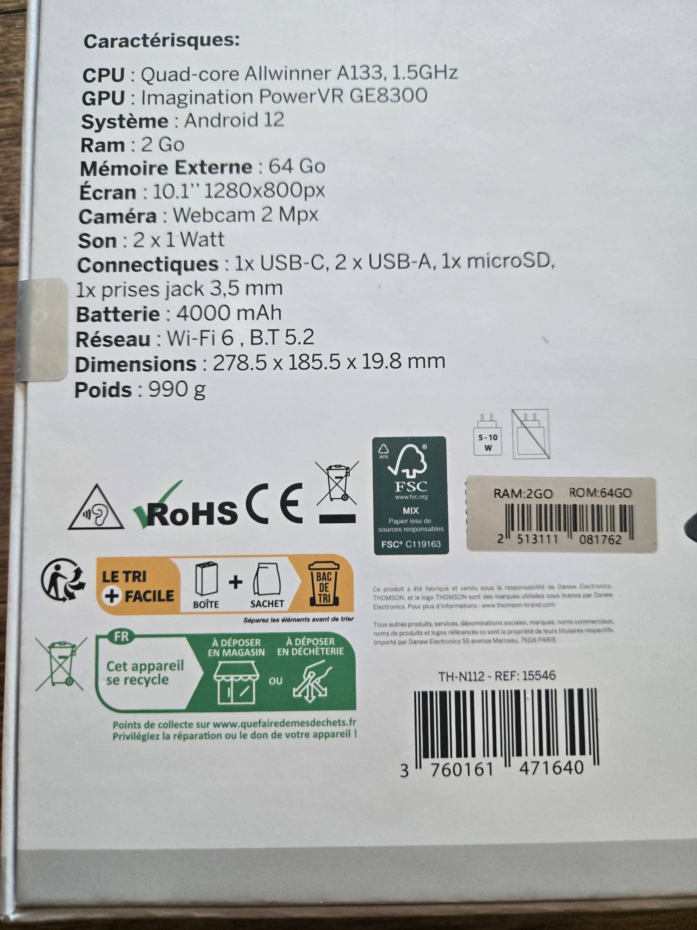 Vends ordinateur Thomson Notebook anthracite neuf