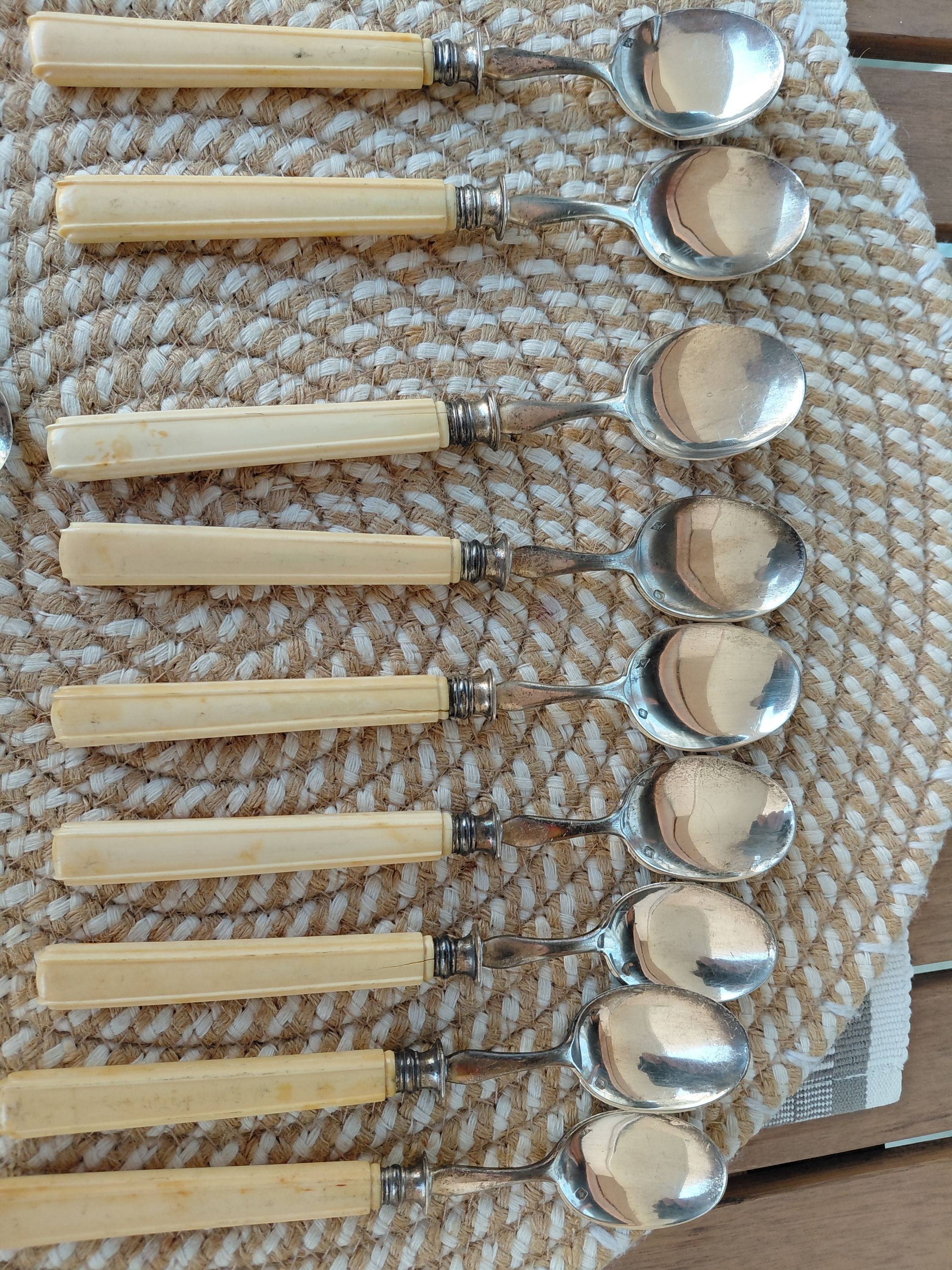 Vends lot de 9 petites cuillères et 6 fourchettes à huître
