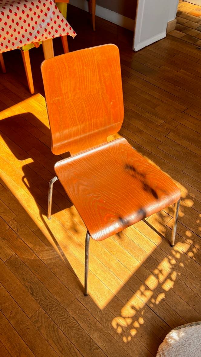 Vends 10 chaises de table bois et acier Habitat