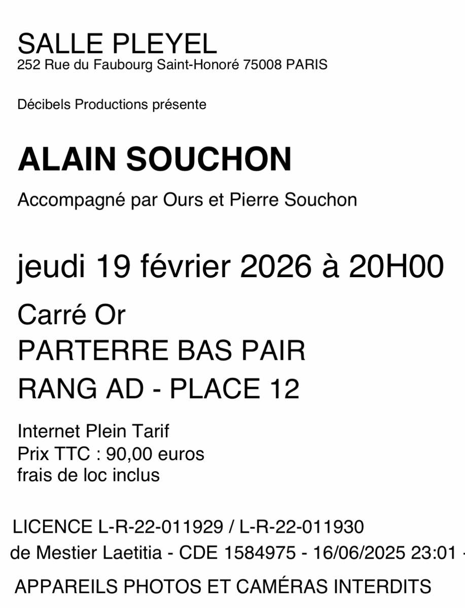 Propose concert d’Alain Souchon le 19 février