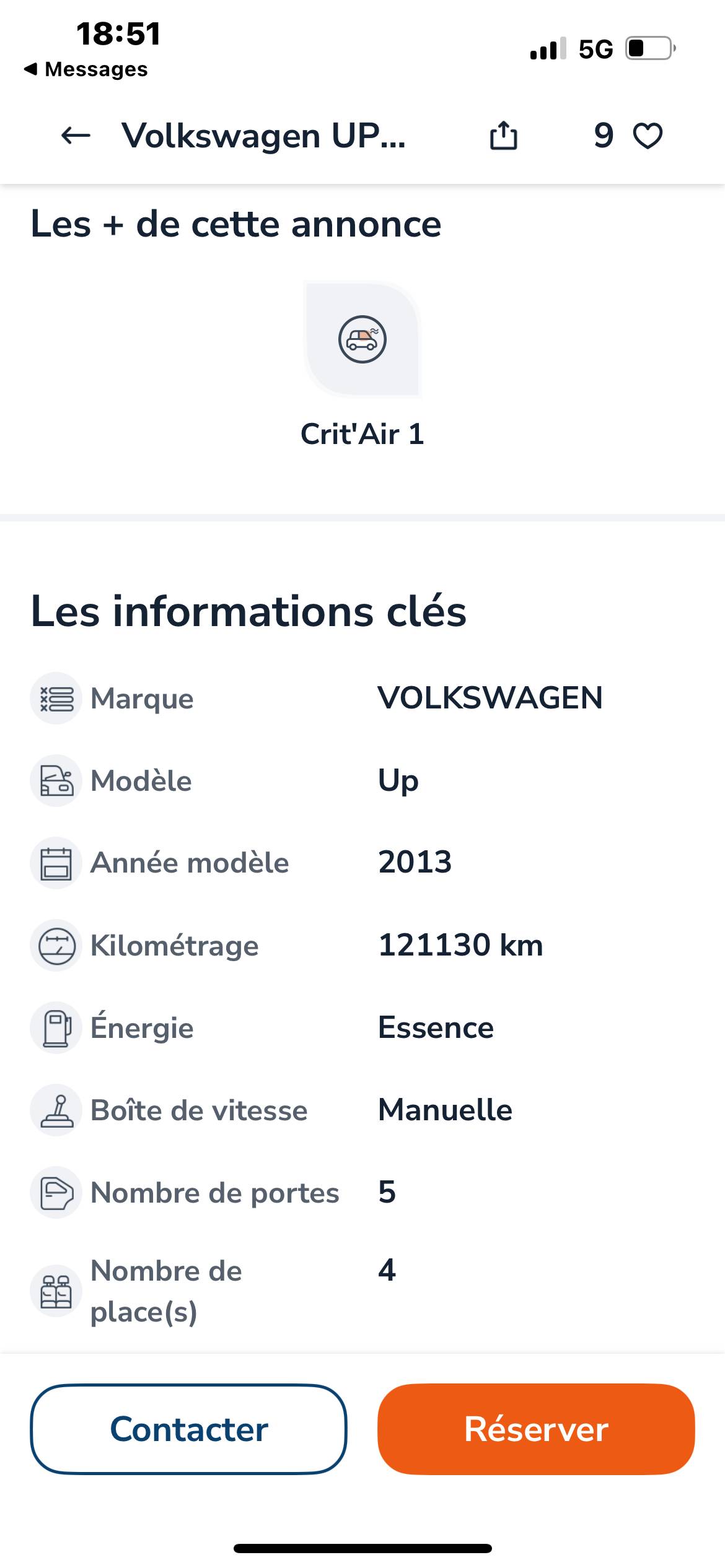 Vends Volkswagen UP, 2013, 121200km