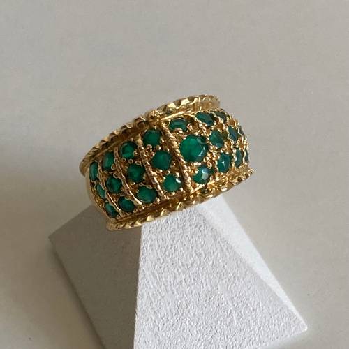 Vends bague plaqué or cristaux verts 51 vintage