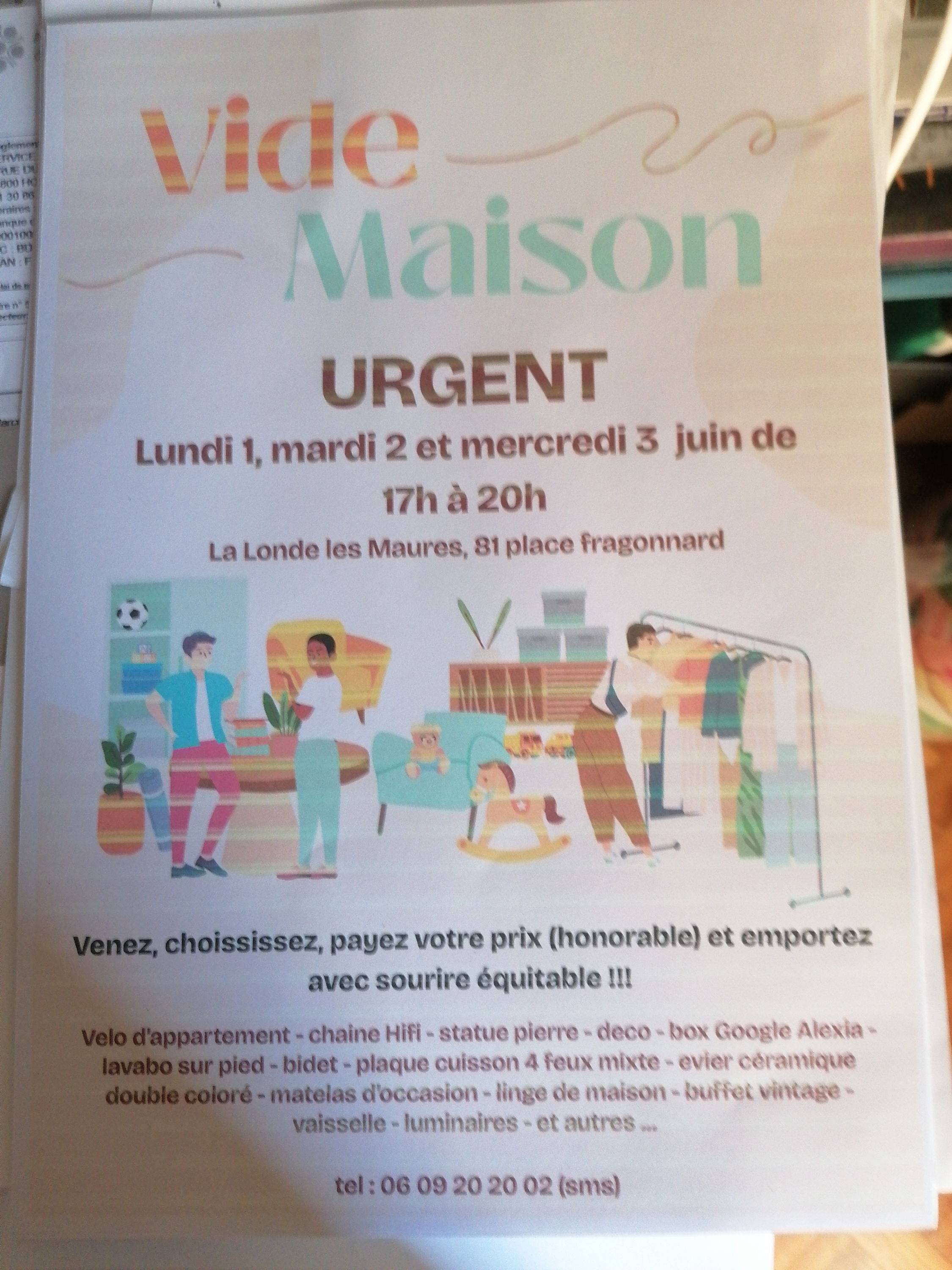 Propose vide maison, du 1er au 3 juin