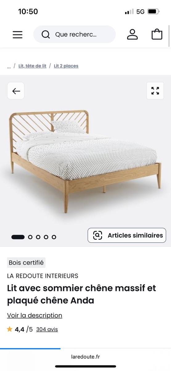 Vends lit la redoute 140x200