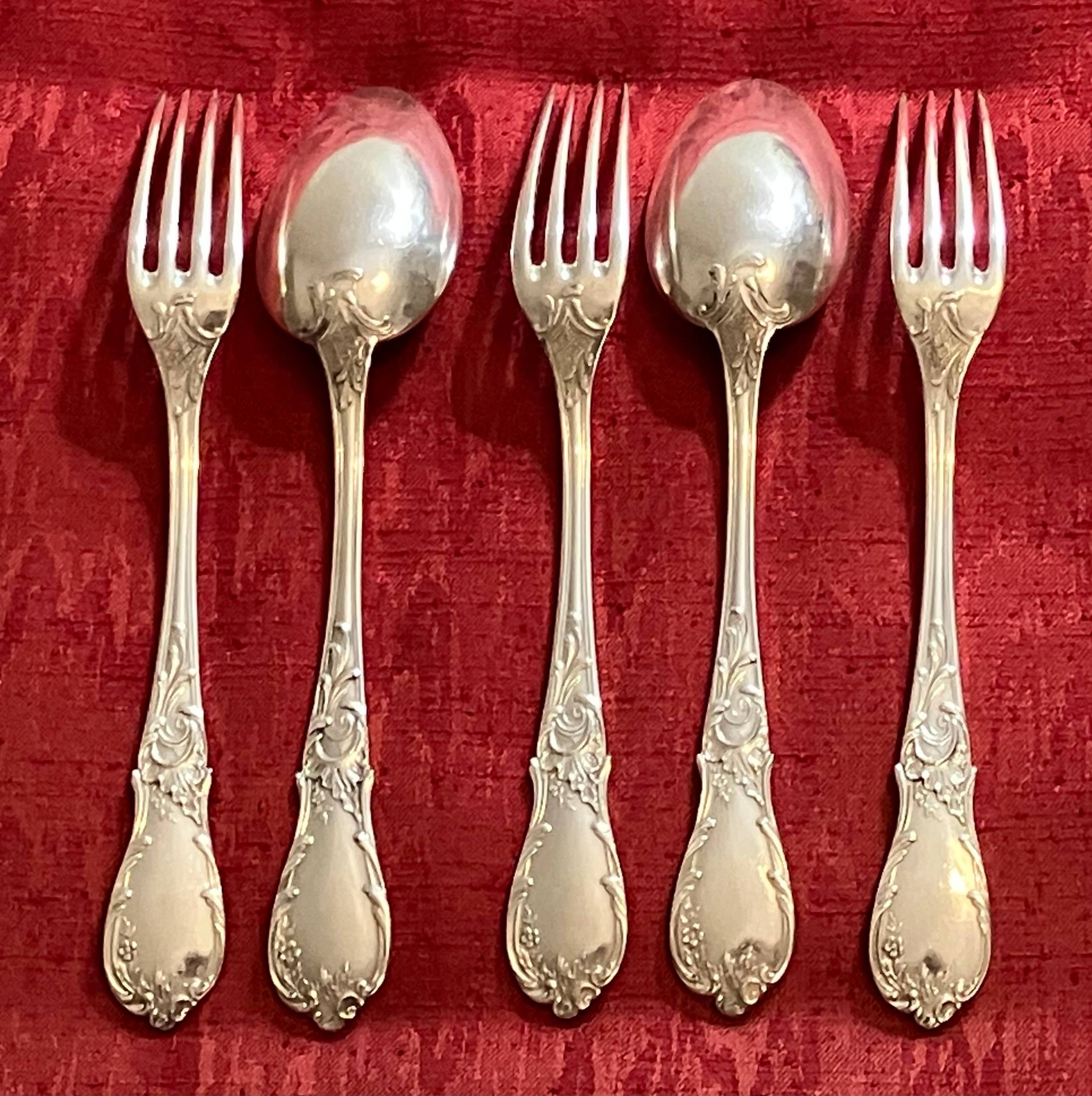 Vends lot de couverts style Louis XV d’époque fin XIXème, orfèvre Virault