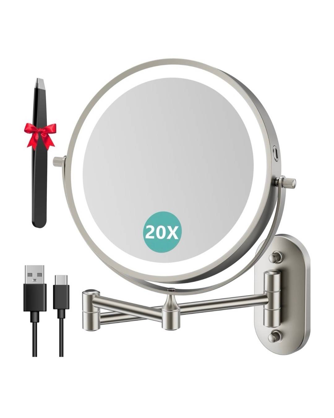 Miroir LED grossissant extensible et pivotant