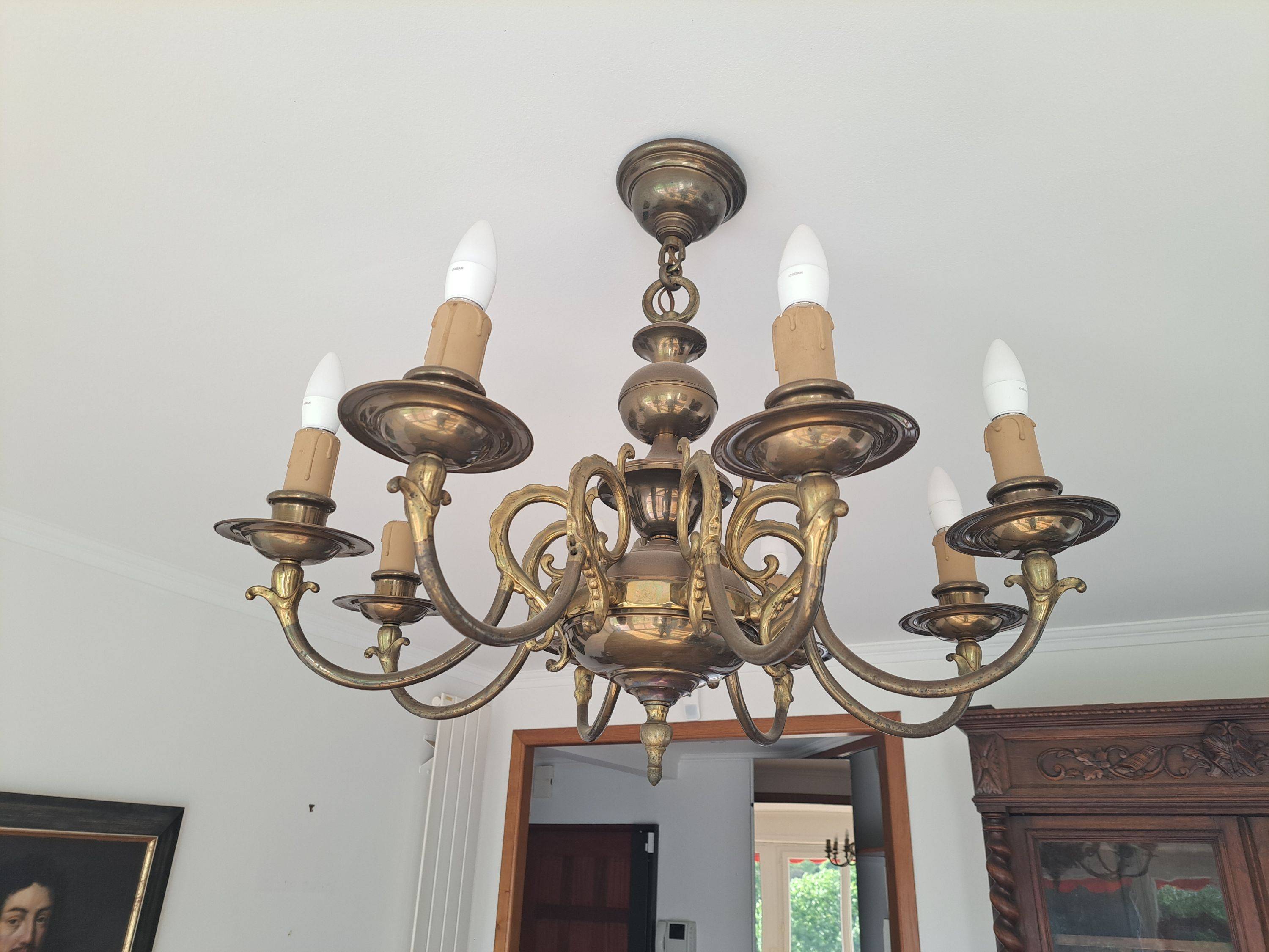 Vends lustre en bronze et laiton