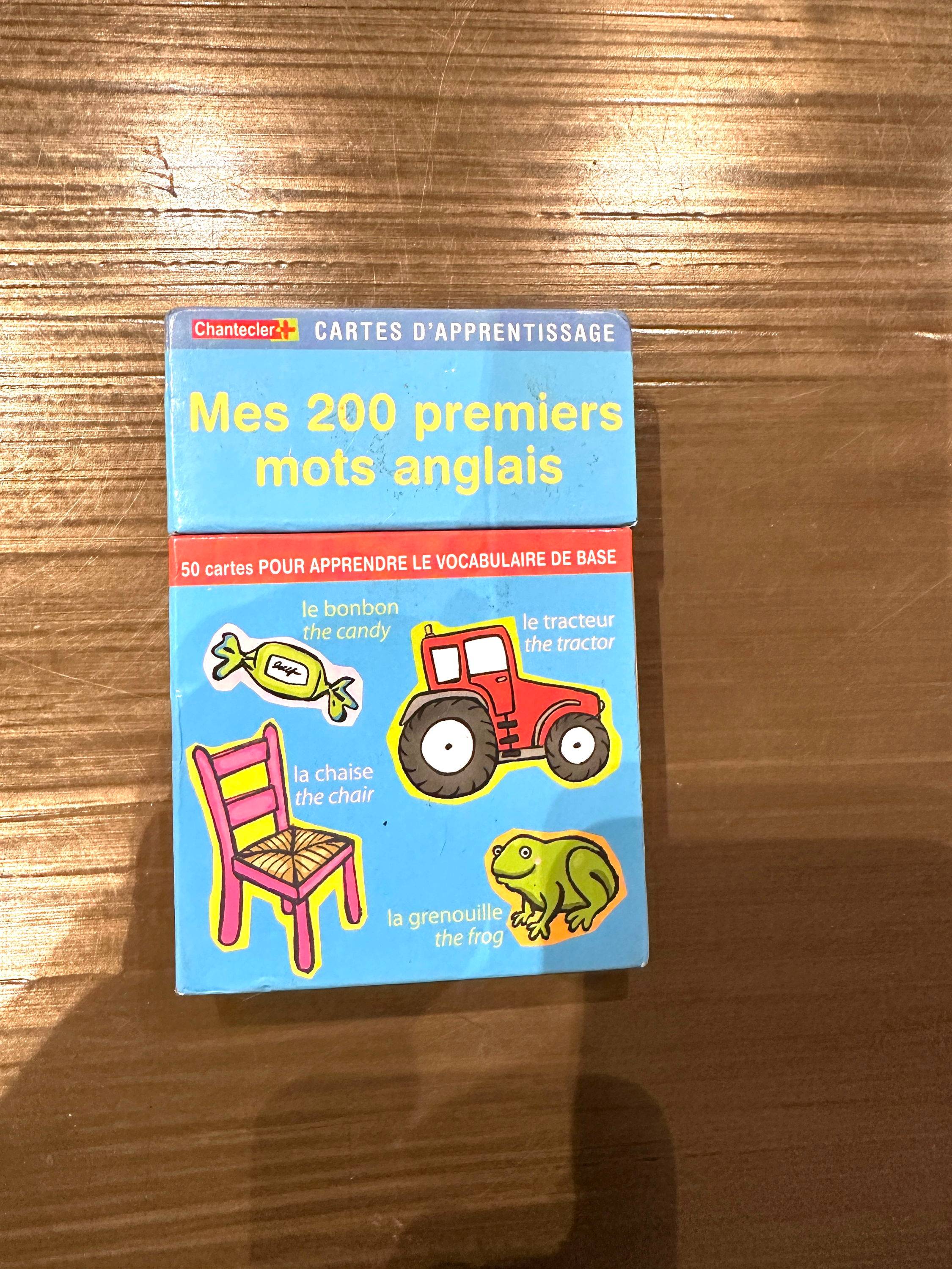 Cartes "Mes 200 premiers mots d’anglais", de ZNU