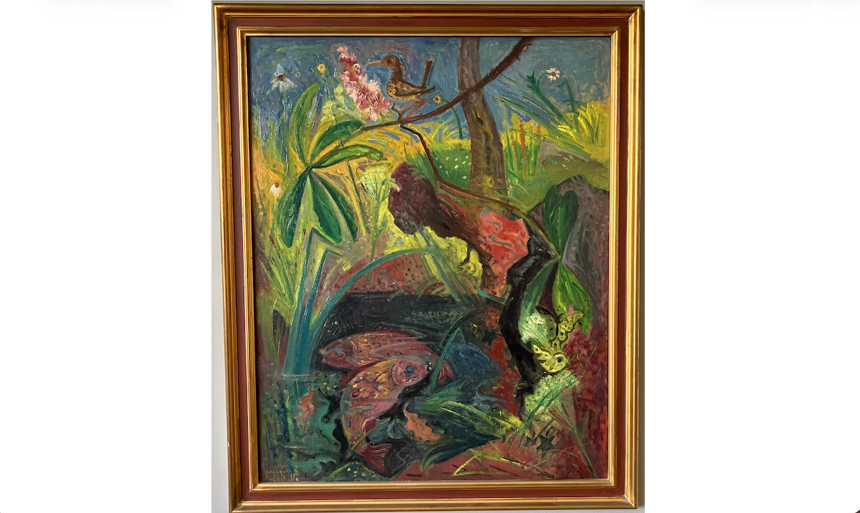 Vends tableau de Jacques Lestrille (1904-1985)  : Étang aux poissons