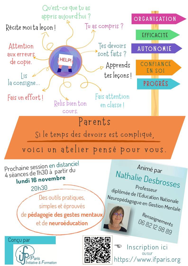 Parents, les devoirs sont devenus un problème ? Voici un atelier pensé pour vous !