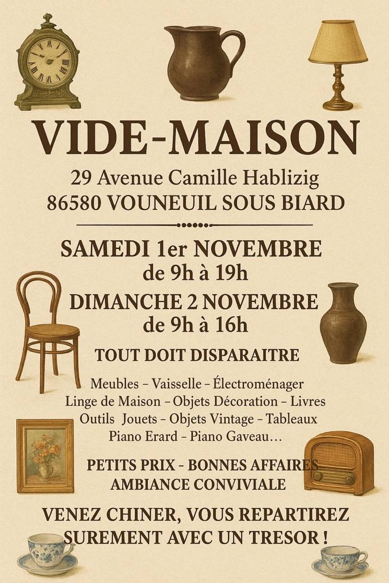 Propose grand vide-maison le 1er novembre