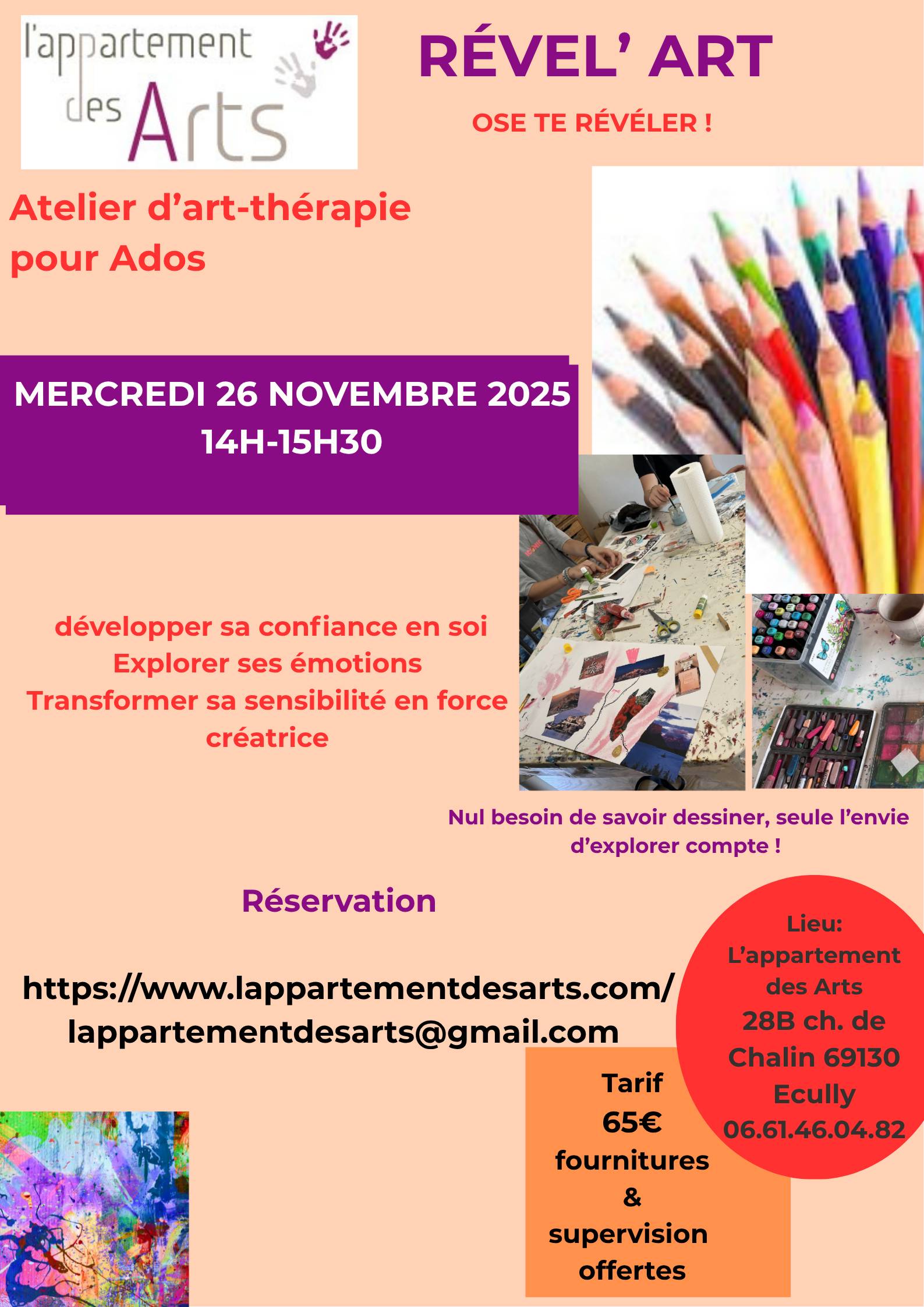 Atelier d’art-thérapie pour ados : Rével’Art
