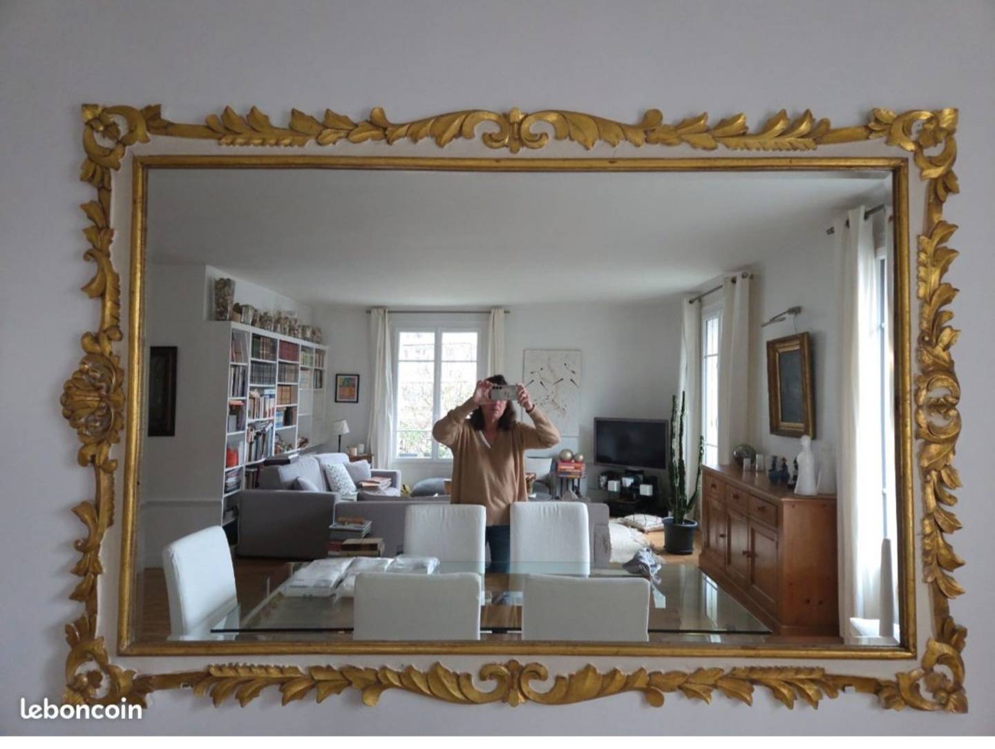 Vends miroir doré et beige