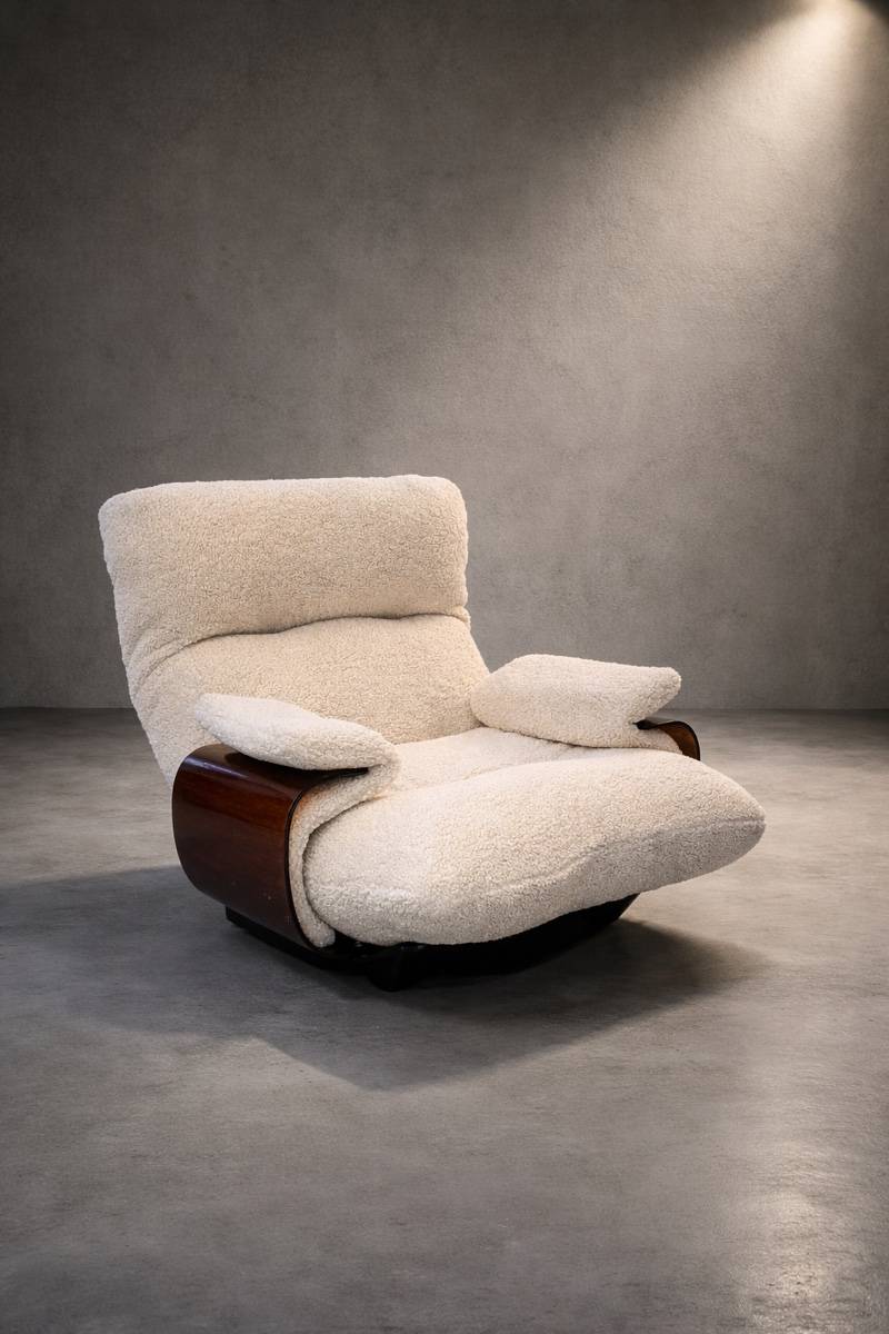 Vends fauteuil rénové ligne Roset marsala 1970 bouclettes
