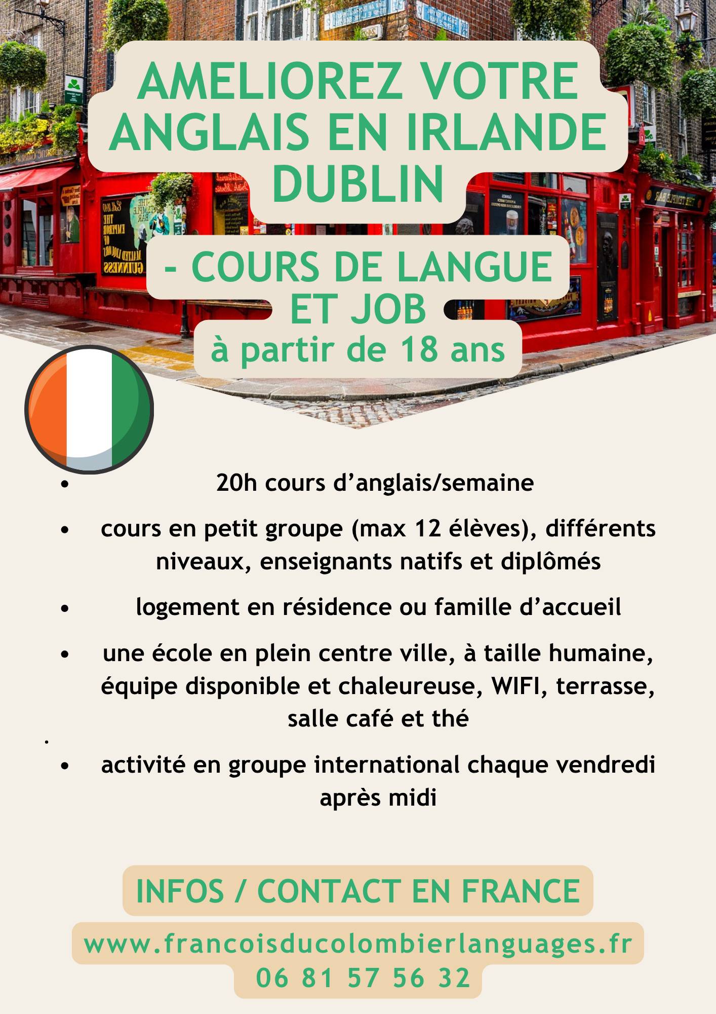 Propose Séjour langue anglaise à Dublin