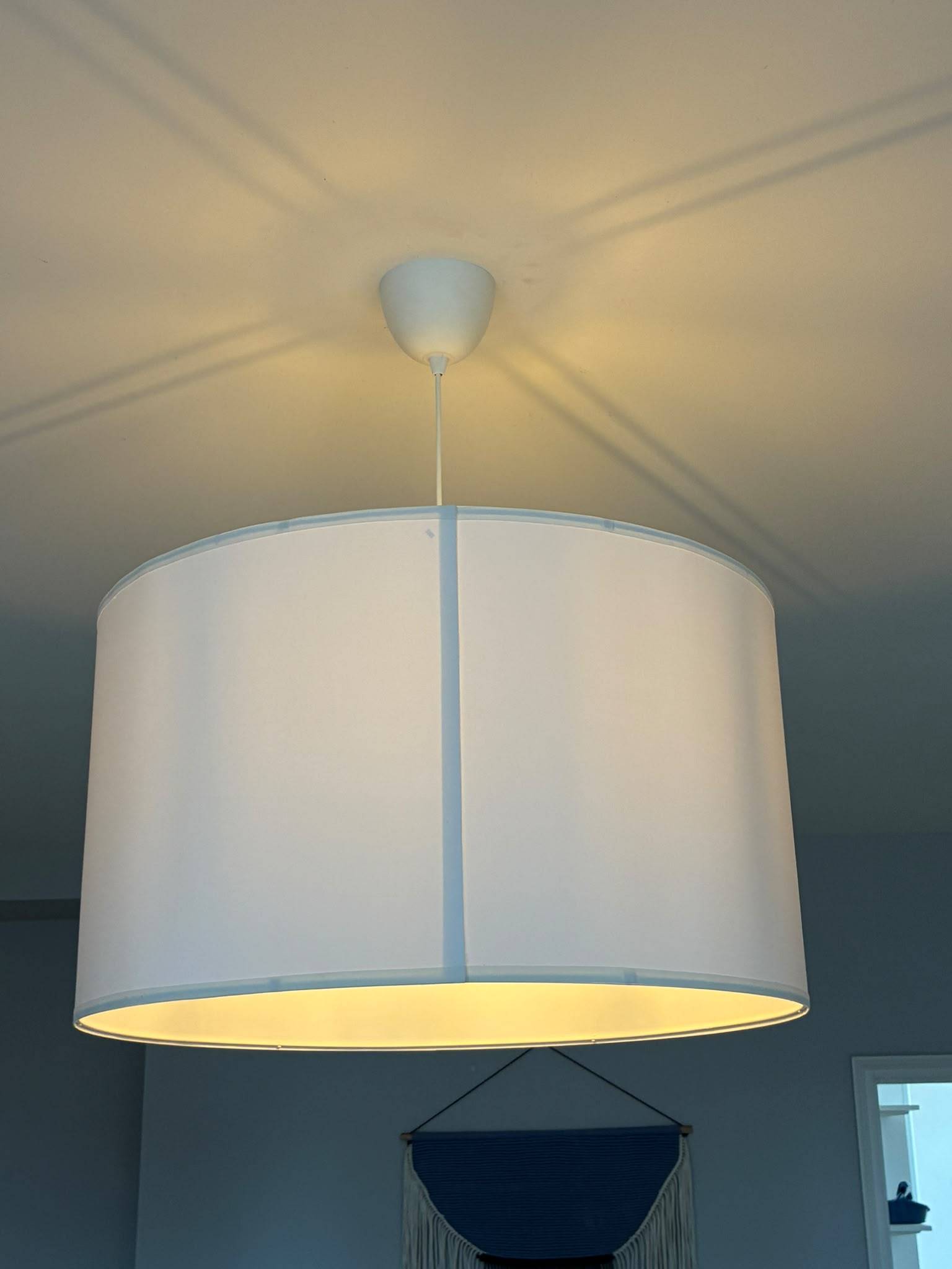 Vends suspension abat-jour tambour blanc - grand diamètre 69 cm