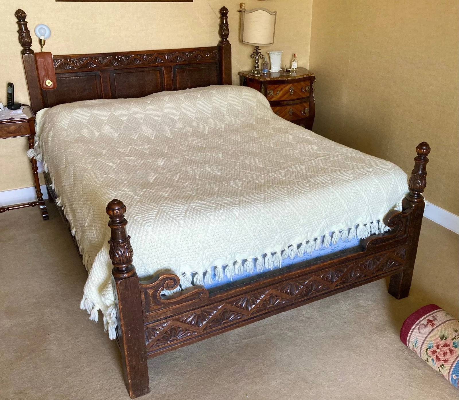 Vends couvre-lit couverture laine écru 180 x 220