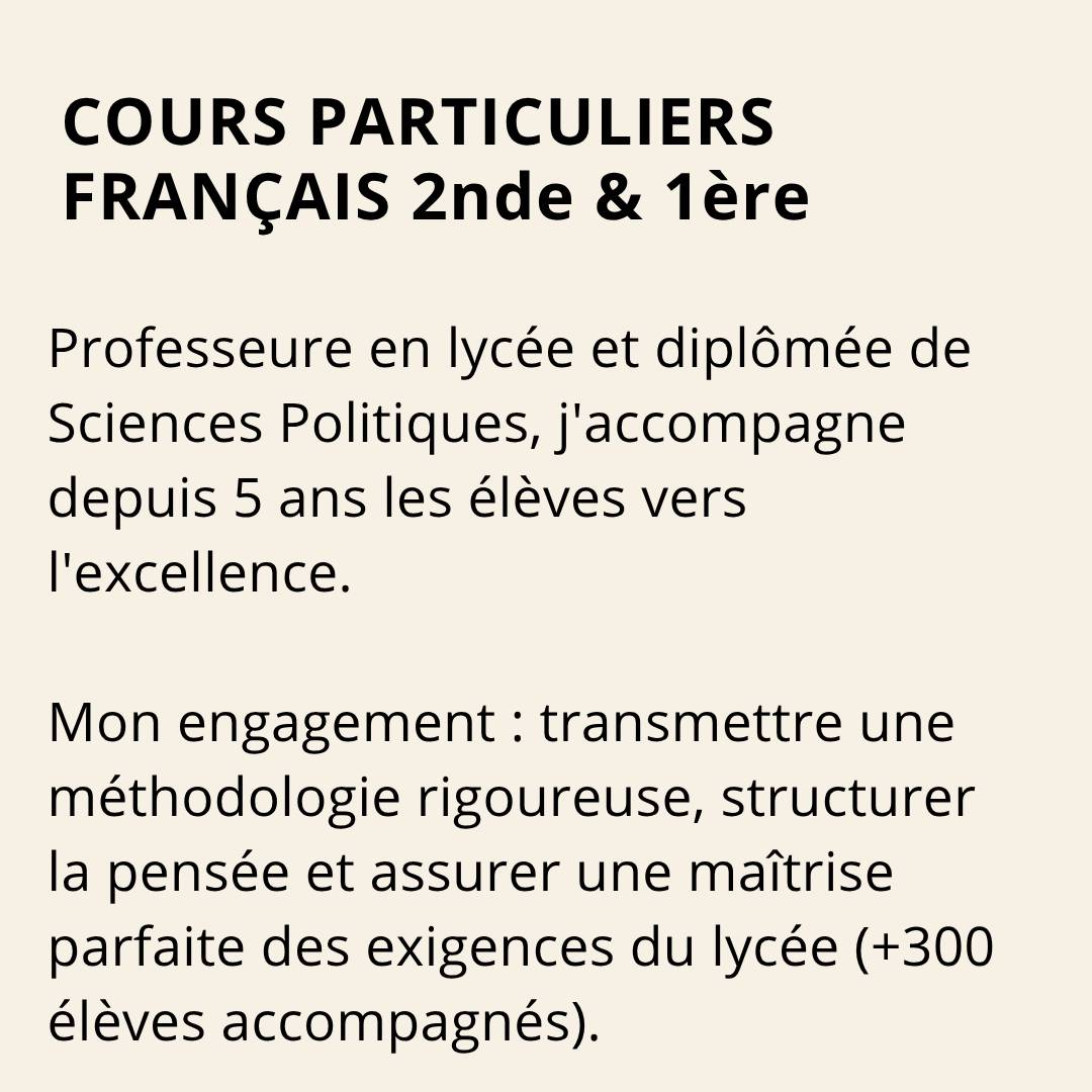 Propose cours de français en Seconde et Première | Préparation au bac de français
