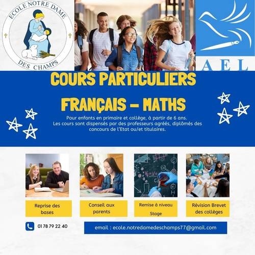 Soutien scolaire personnalisé du CP à la Terminale - Ecole à Provins (77) – Préparation Brevet et Bac