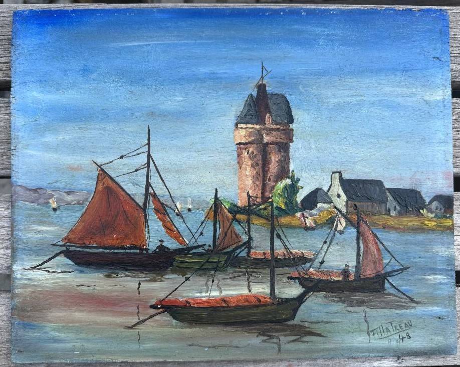 Bretagne - St Malo - Tour Solidor - Peinture ancienne signée Fillatreau - Bon état