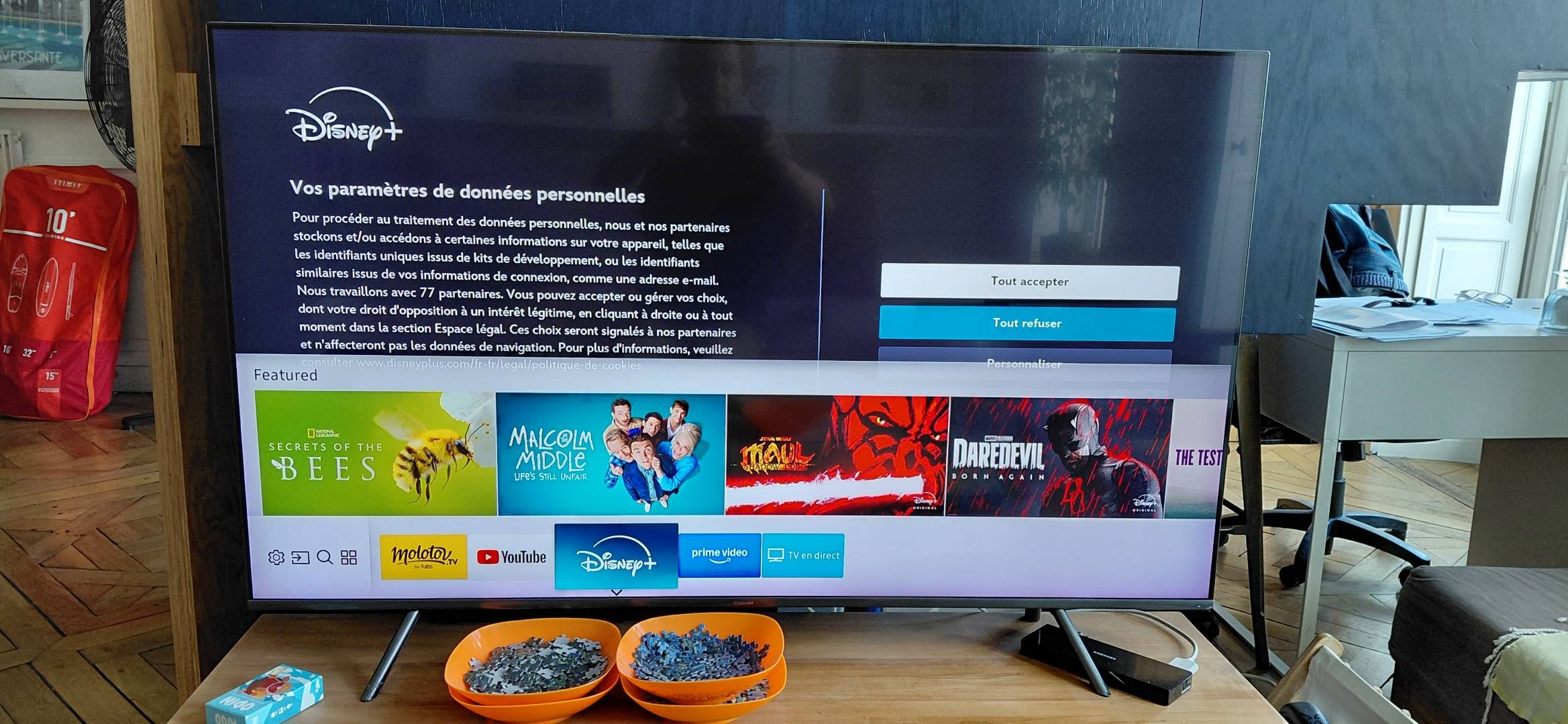 Vends TV Samsung 55’ LED 100Hz UE55MU7055, très bon état, boîtier OneConnect et télécommande d’origine