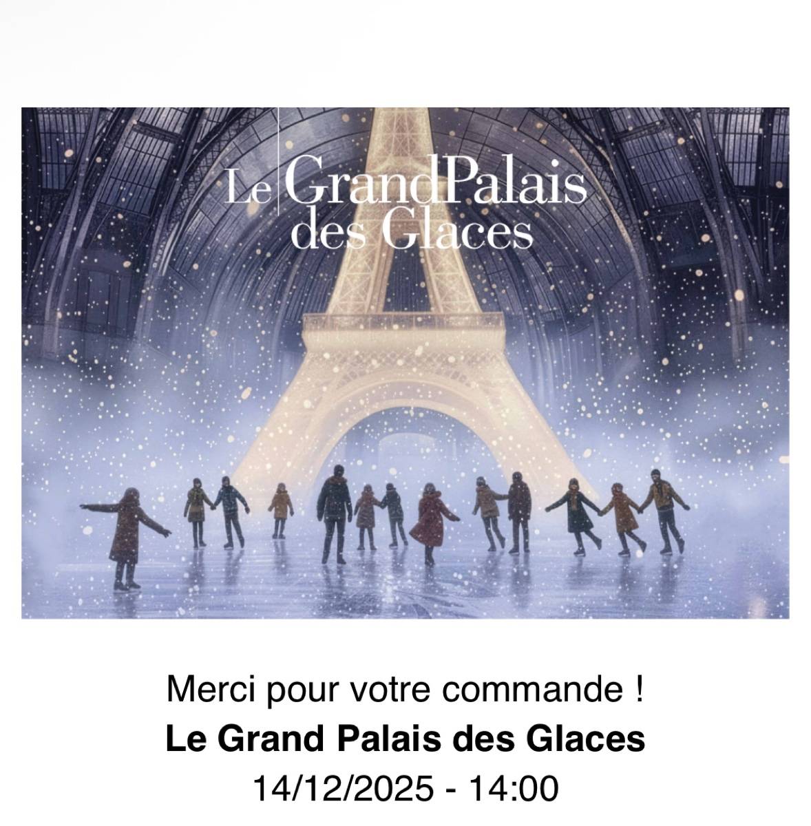 Vends 2 billets pour l’entrée à la patinoire du Grand Palais le 14 décembre 2025