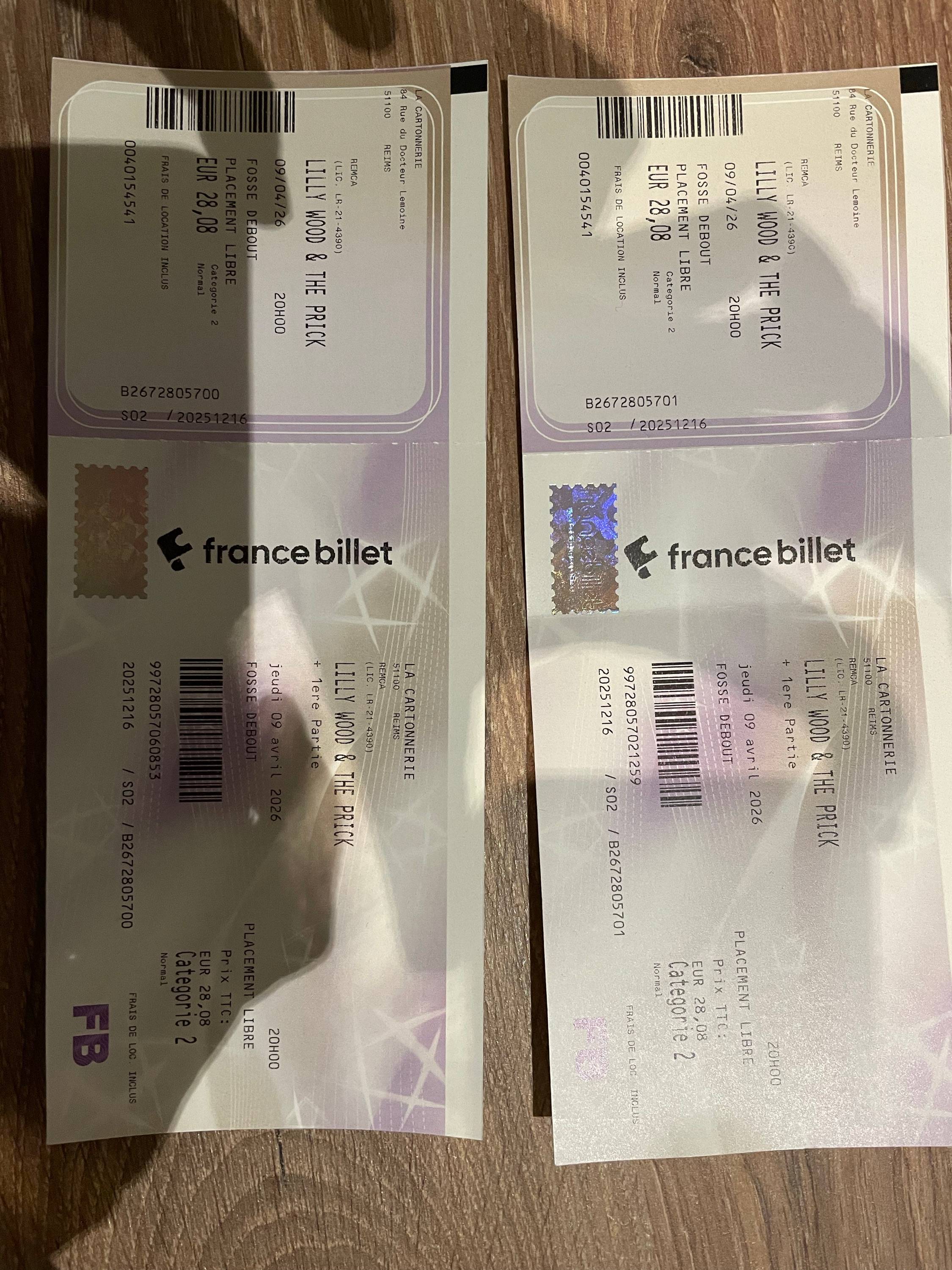 Vends 2 billets pour Lilly Wood and the Prick le 9 avril