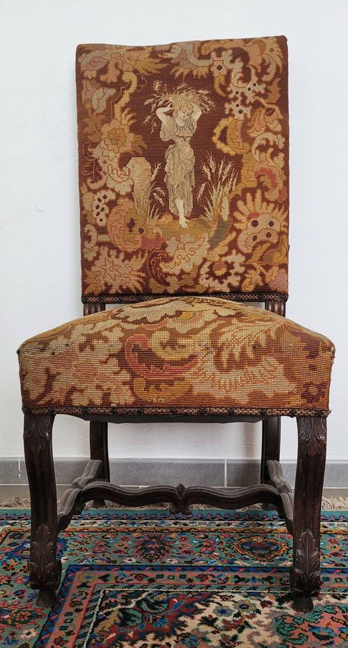 Vends chaise de style Louis XIV, tapisserie petits points