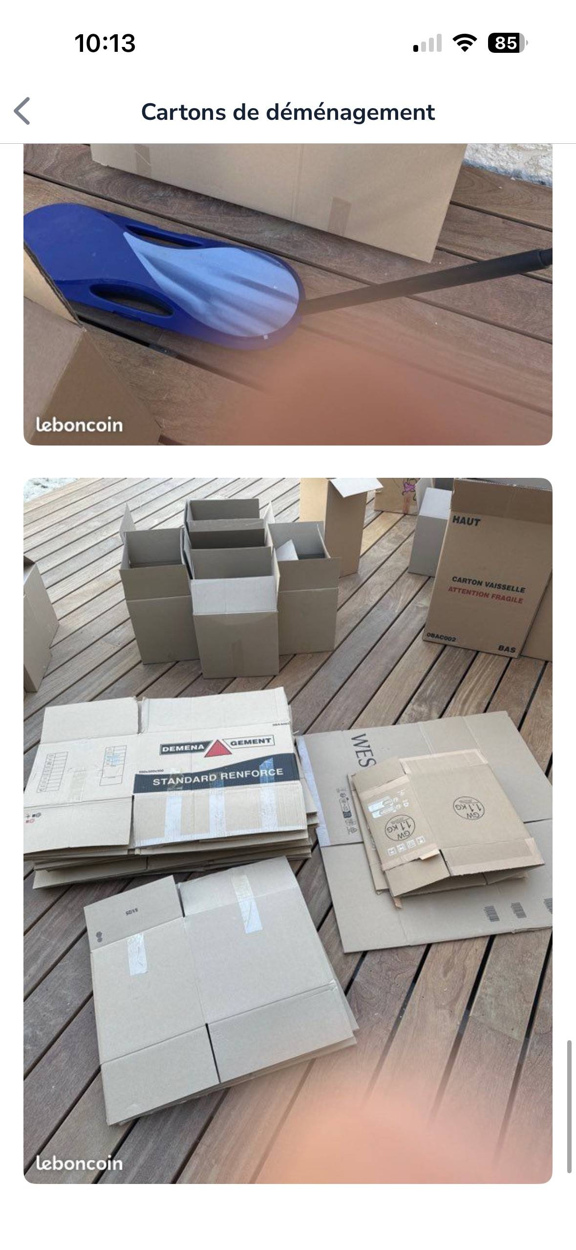 Vends cartons de déménagement