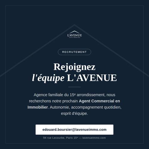 Recrute négociateur immobilier H/F - L'avenue - Paris 15ème
