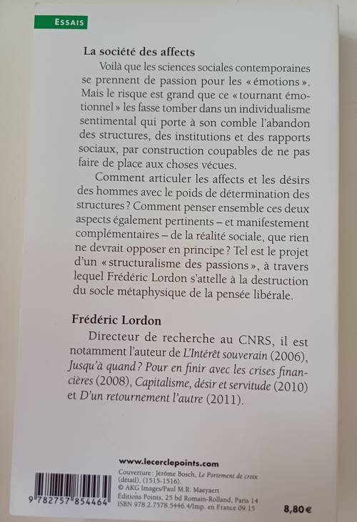 La Société des affects : Pour un structuralisme des passions de Frédéric Lordon | 3 septembre 2015
