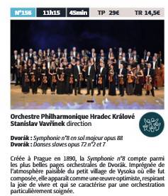 Vends 1 place pour la Folle Journée le 31 janvier à 11h15 - Orchestre Philharmonique Hradec Králové - Dvořák