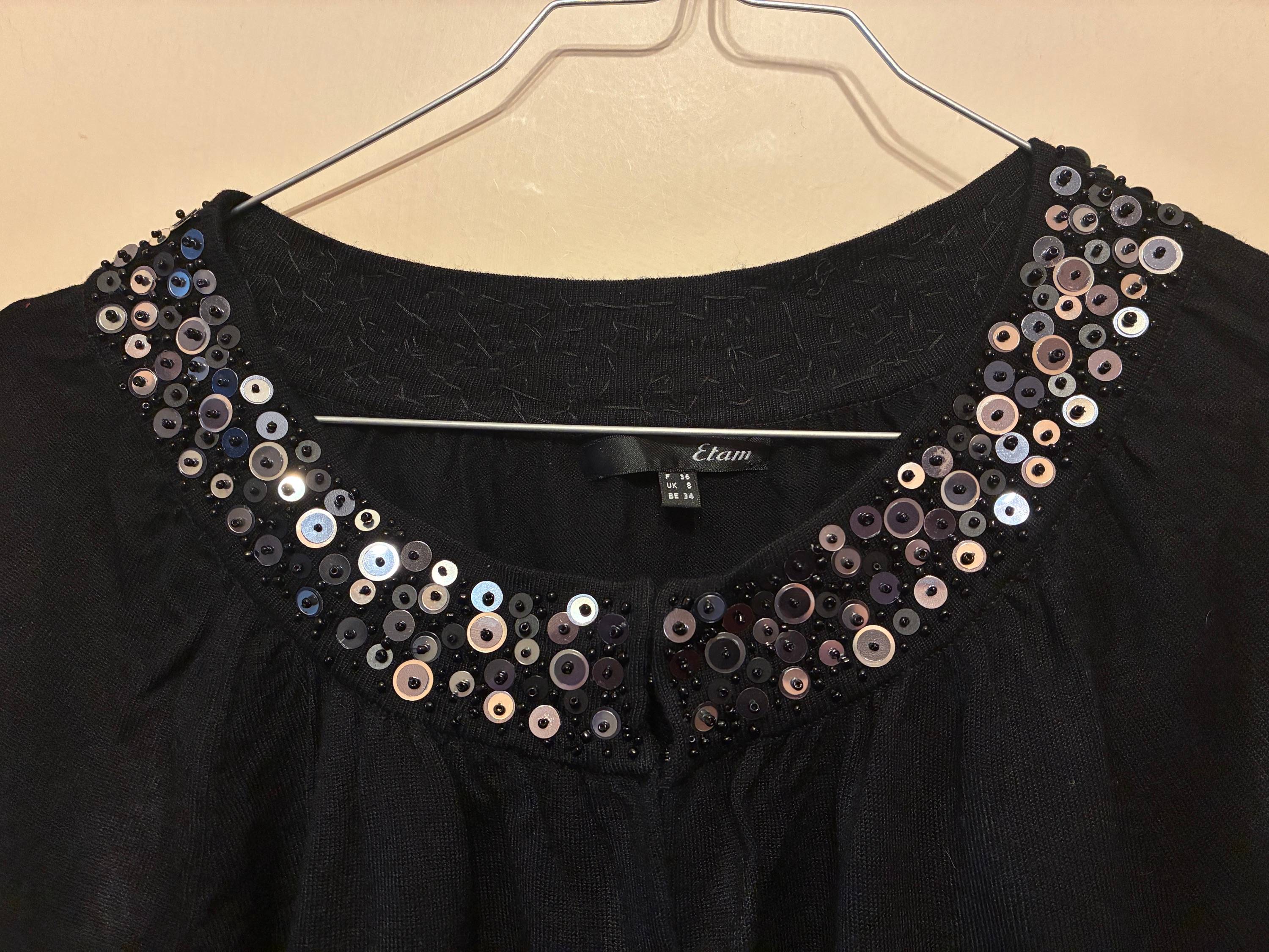 Vends superbe gilet noir neuf à sequins Etam - Taille S