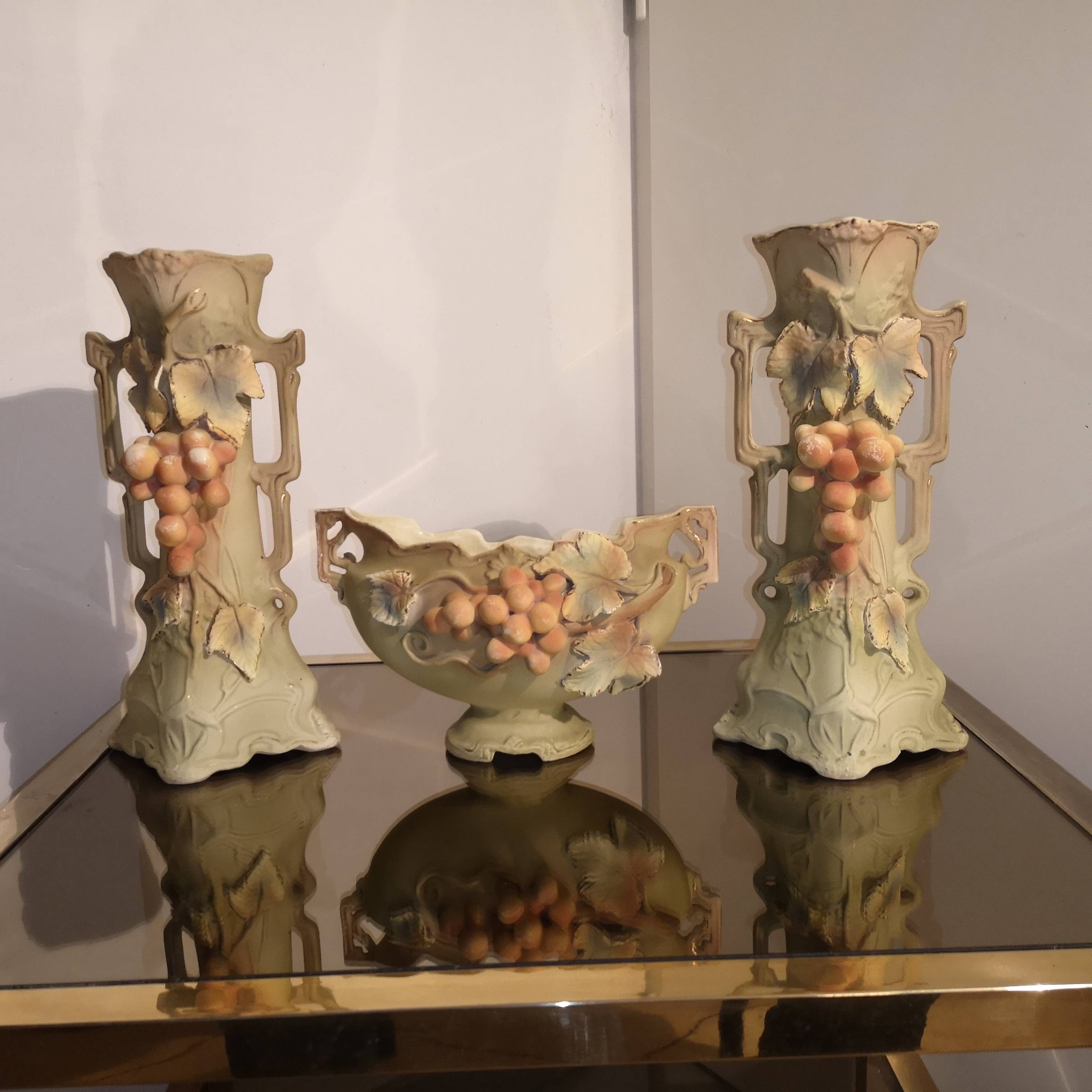 Garniture de cheminée Art Nouveau Josef Strnact (Vases & Jardinière)