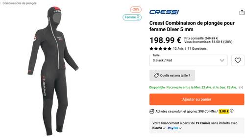 Vends combinaison de plongée 5mm Cressi Diver femme taille S/2 wetsuit lady