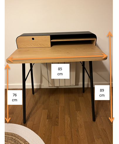 Vends bureau compact en bois chêne clair et métal noir - La Redoute Intérieurs