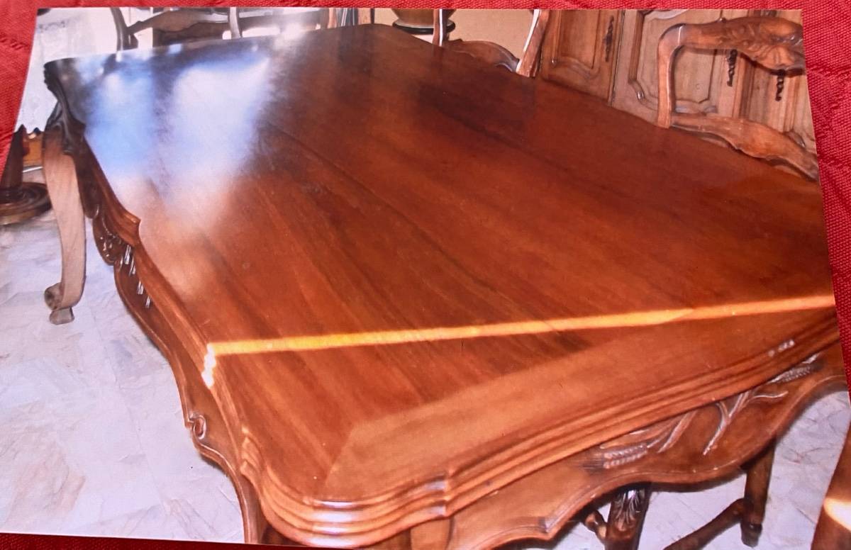 Table Et 6 Chaises De Salle à Manger Style Chinois – Bois Massif Marron – Dimensions 200x100x80 Cm