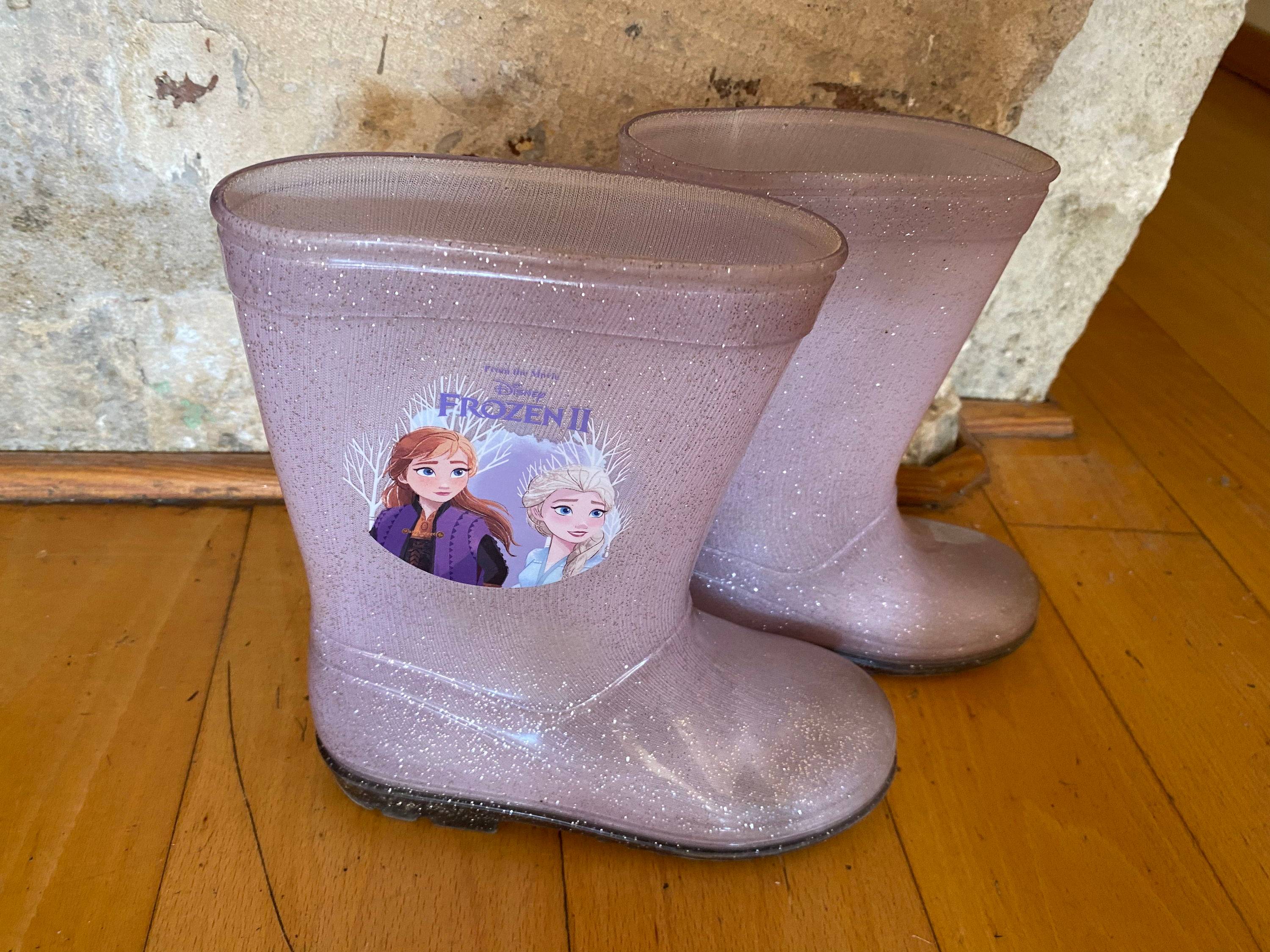Vends bottes de pluie fillette à talon compensé "La reine des neiges" - Pointure 30