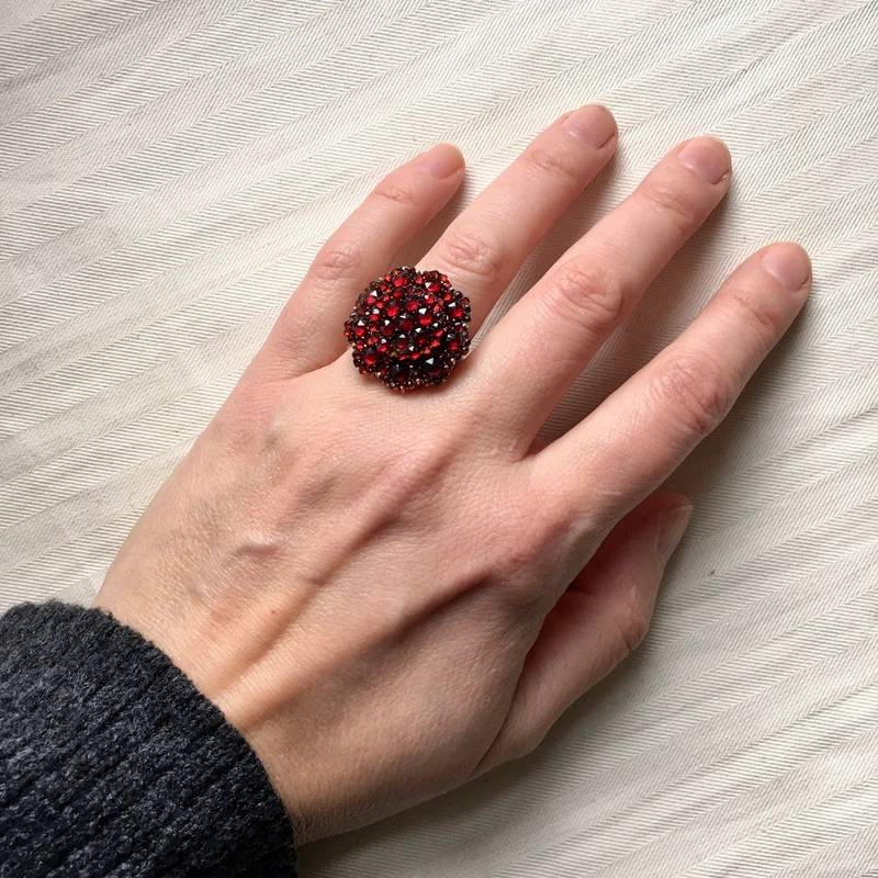 Vends bague grenats de Bohème ancienne - 52.5