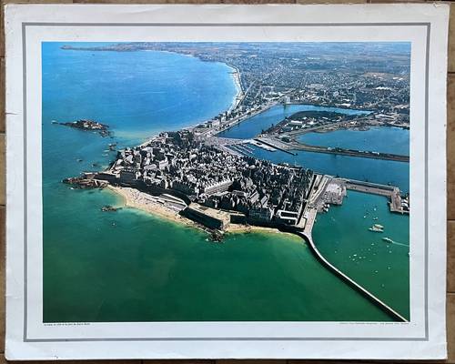 Vends ancienne photographie scolaire CDN - Port et baie de Saint-Malo (Bretagne)