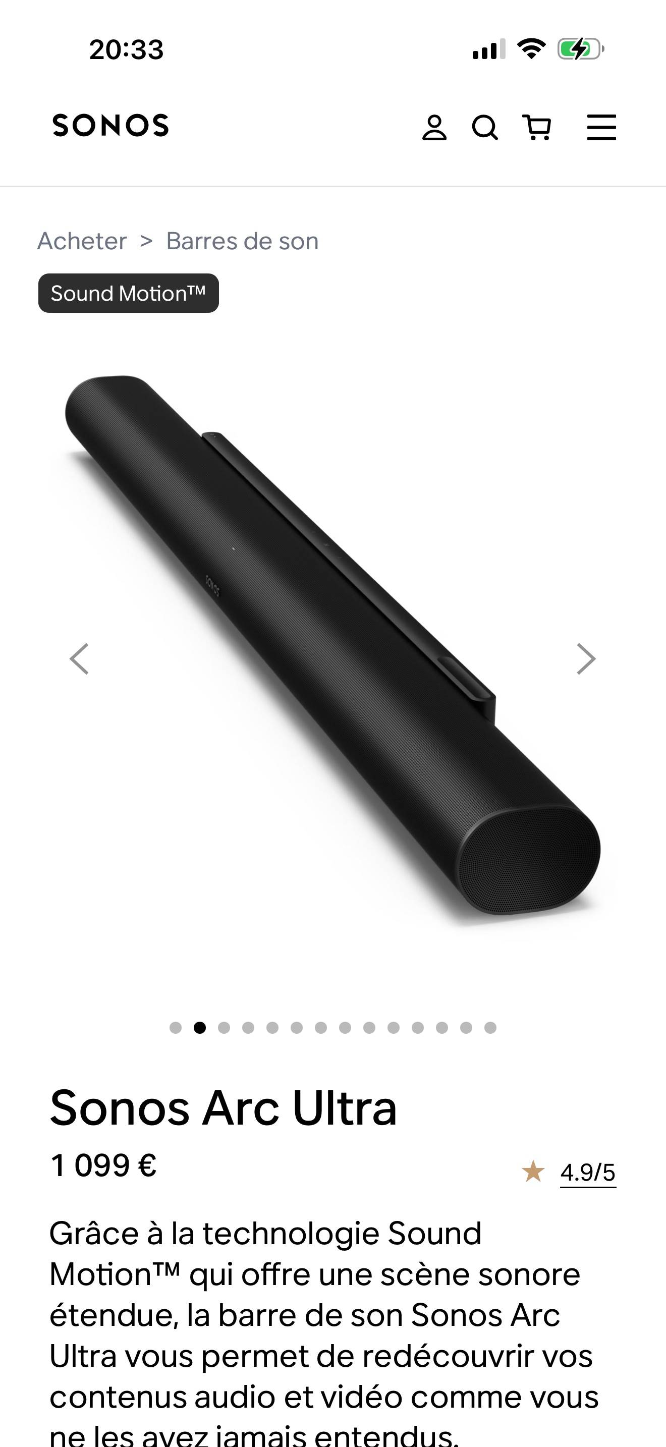 Vends barre de son Sonos Arc EU neuve