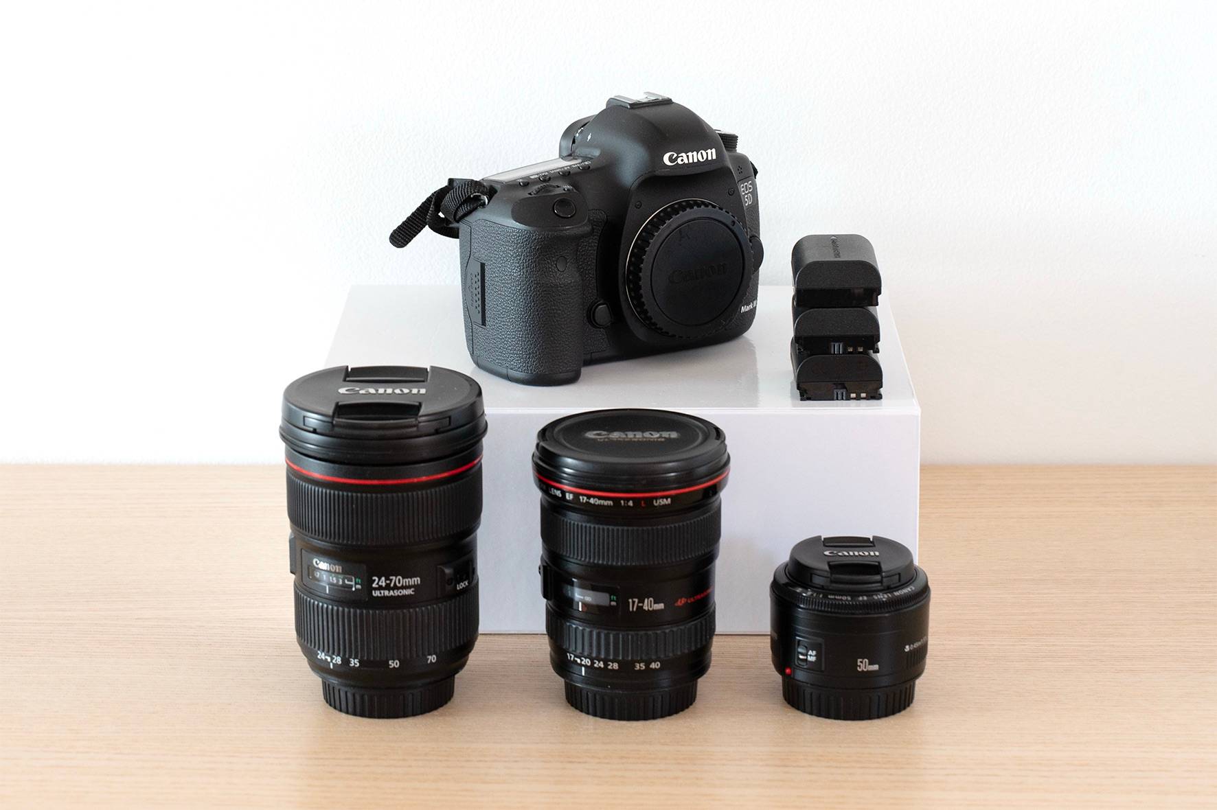 Canon EOS 5D Mark III + 3 objectifs L + 3 batteries + boîtes d’origine