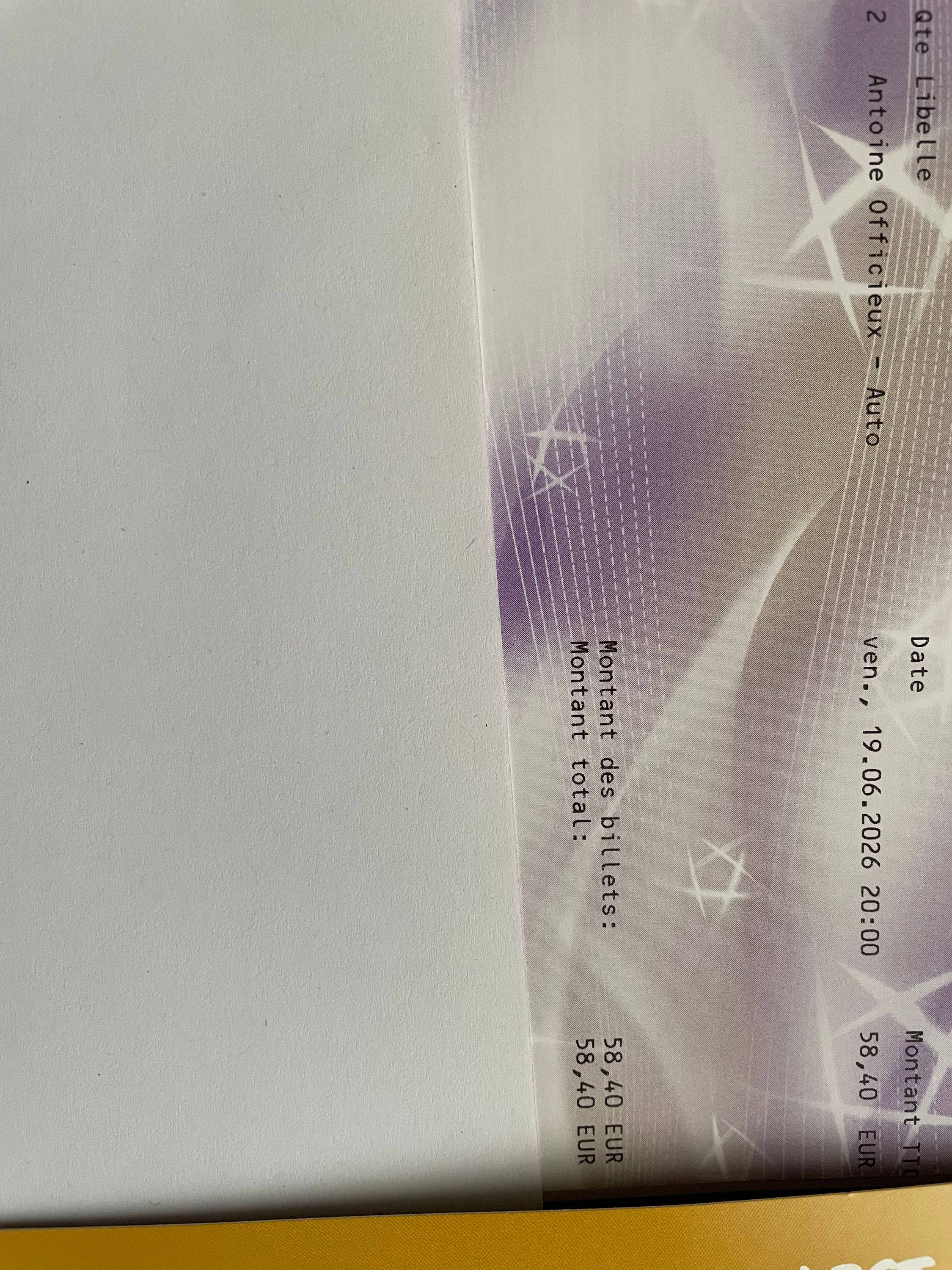 Vends billets pour le spectacle d’Antoine Officieux le 19 juin