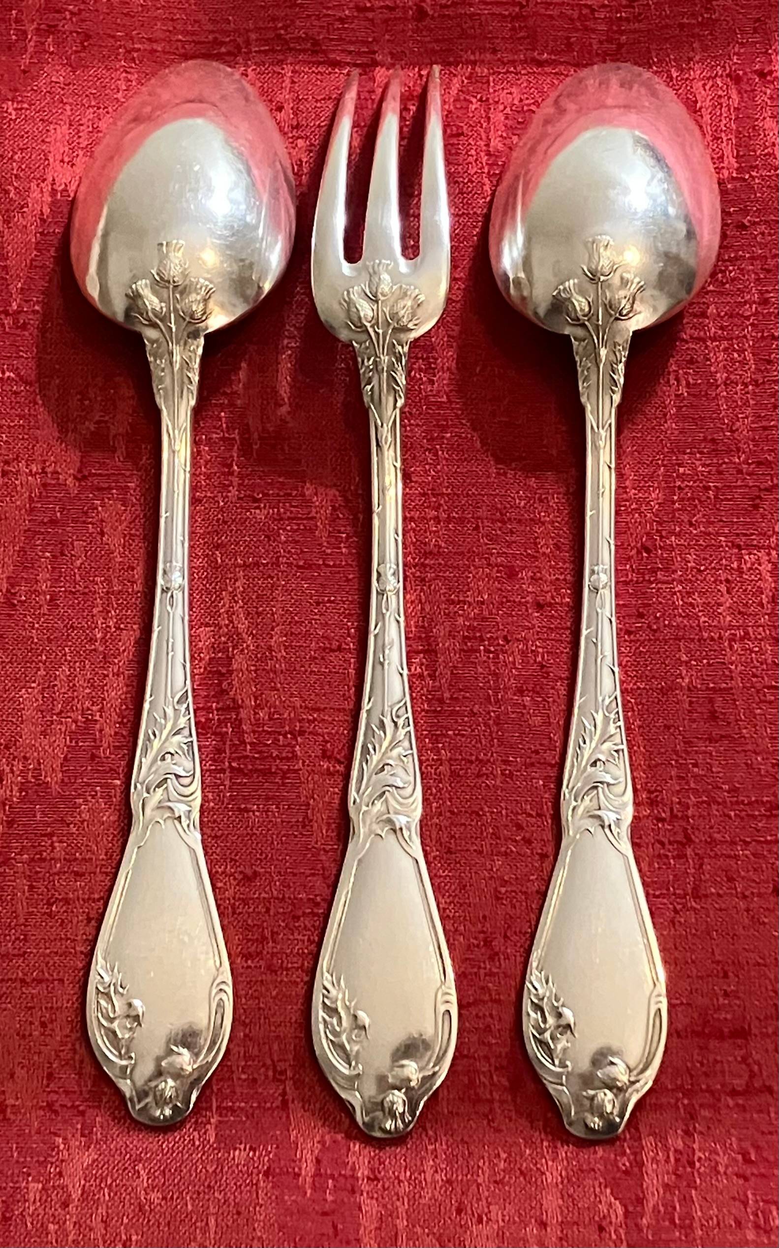 Vends série de couverts d’époque Art-Nouveau modèle Chardons de la Maison Boulenger