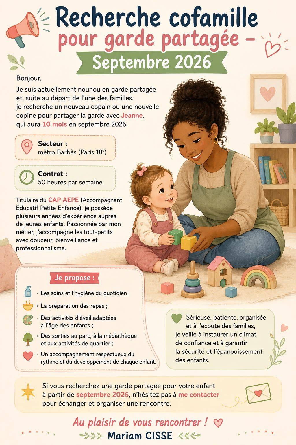 Propose garde partagée dans le quartier Barbès