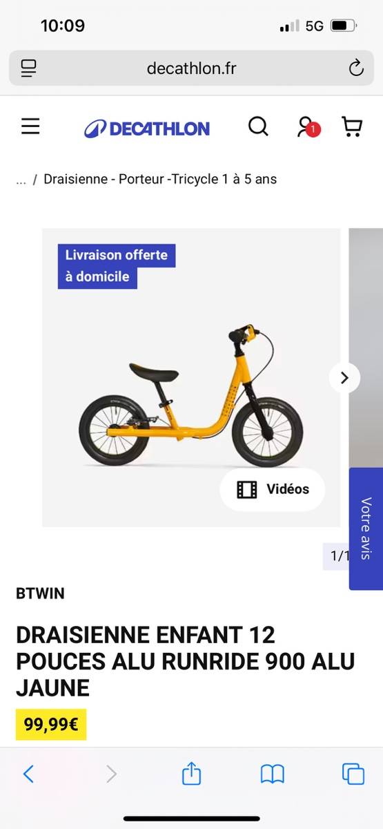 Draisienne enfant neuve Decathlon modele all run